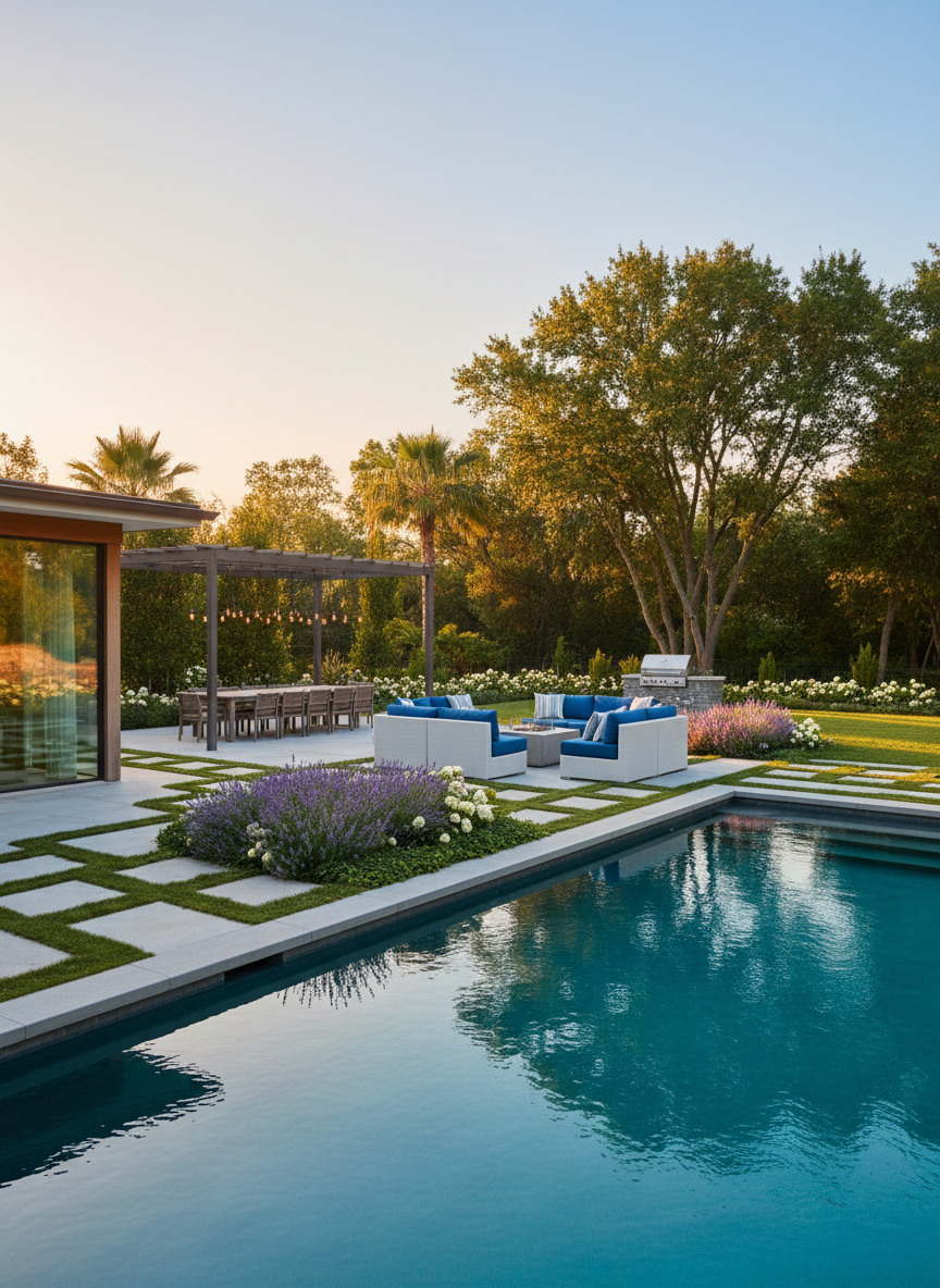 Luxury backyard view