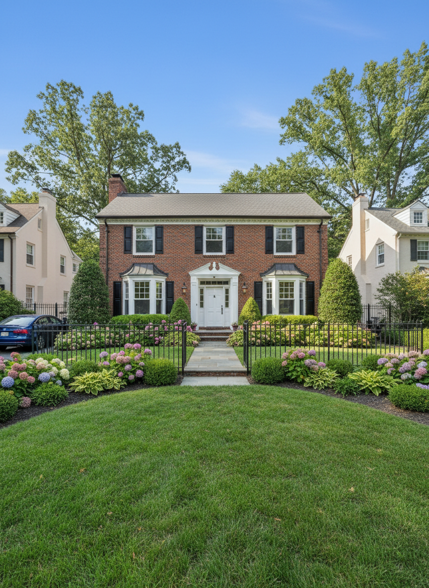 Exterior brick townhouse