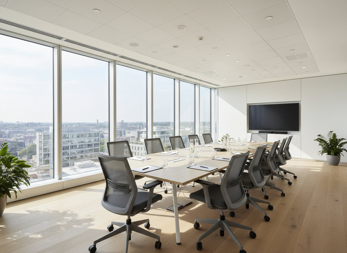 Bright modern meeting room with natural daylight